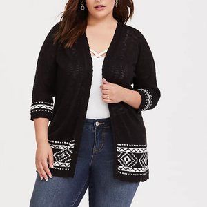 Torrid Black Border Slub Cardigan 0X